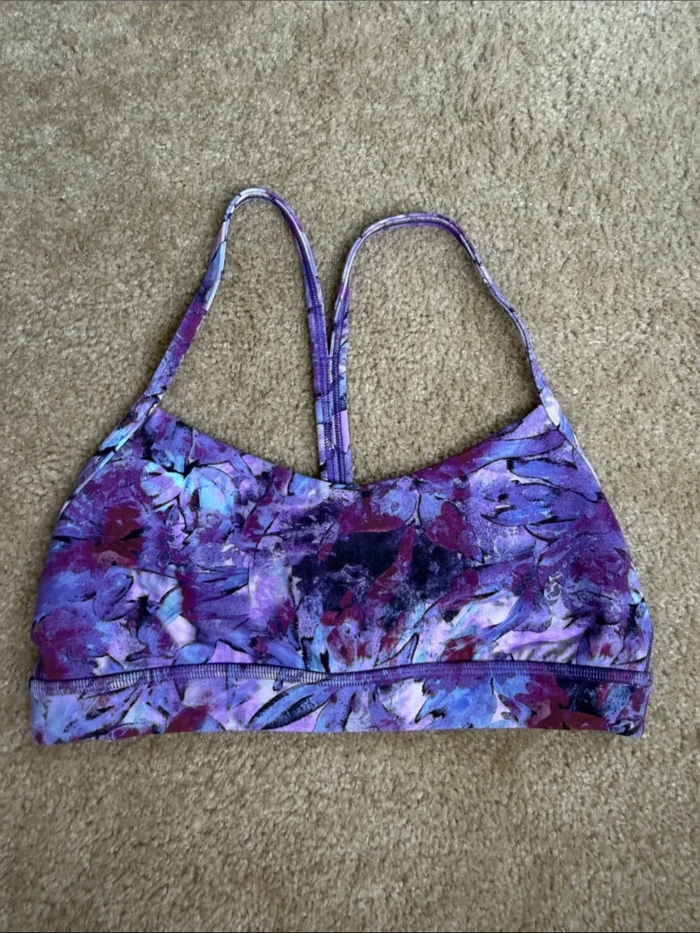 Lululemon- Purple Floral Strappy Bralette XS